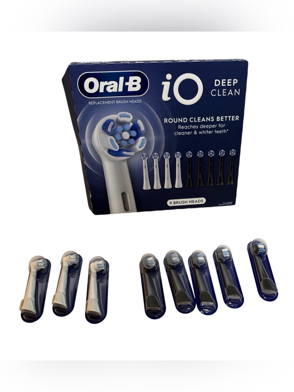 Oral-B iO Series Deep Clean Replacement Brush Heads - 8 Pack Black & White